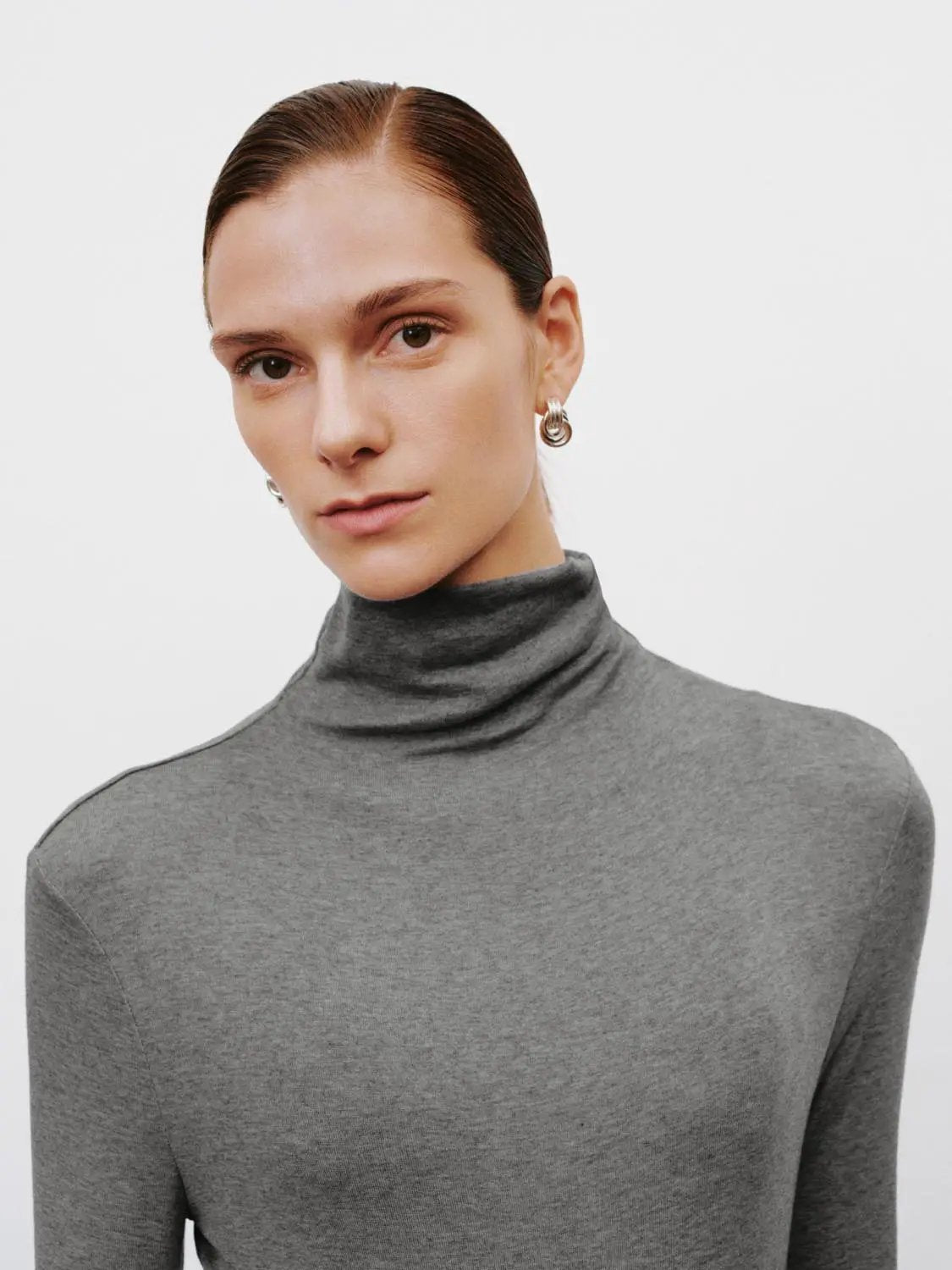 Thin Slim Mock Neck Long Sleeve T-Shirt