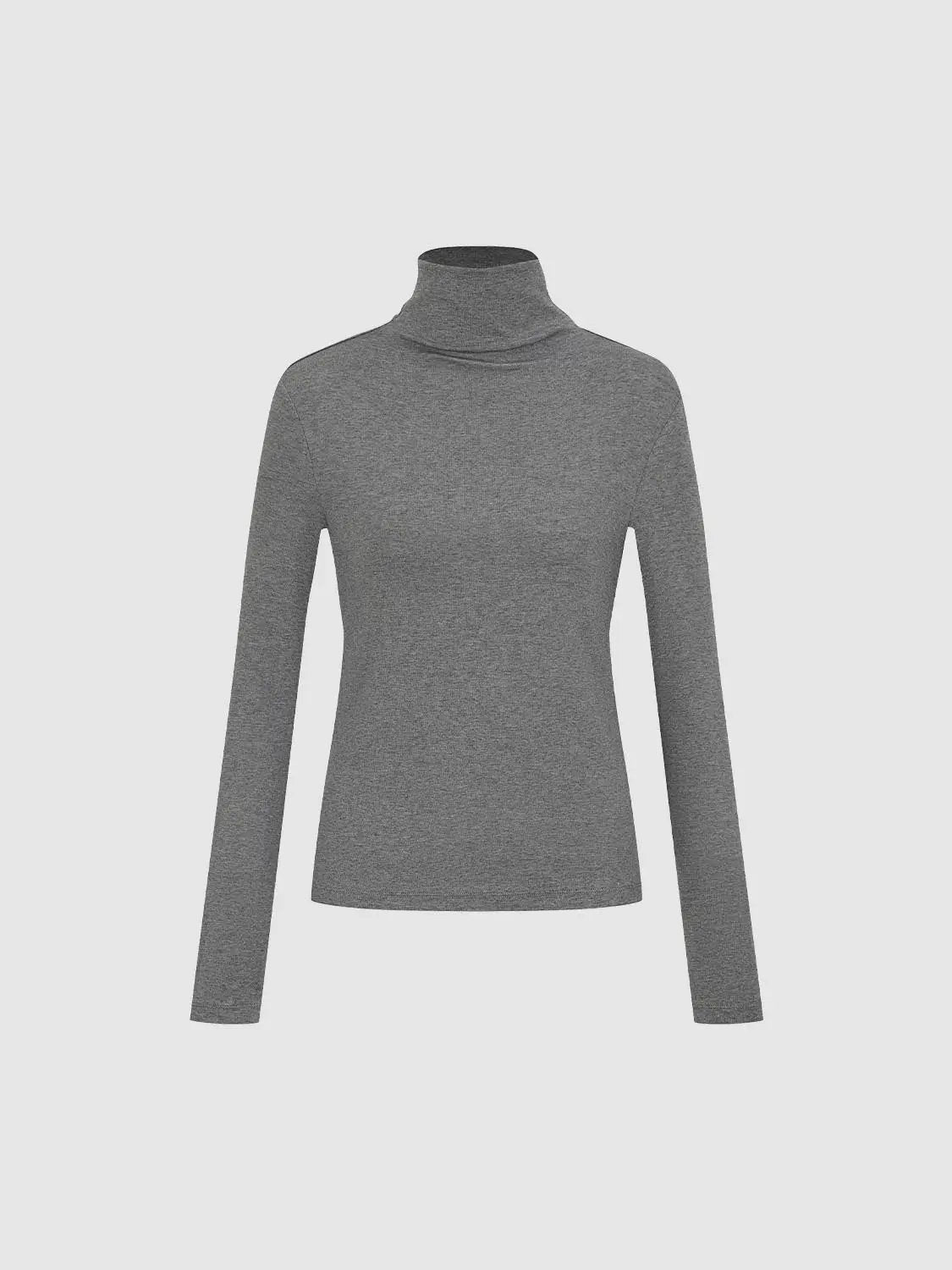 Thin Slim Mock Neck Long Sleeve T-Shirt