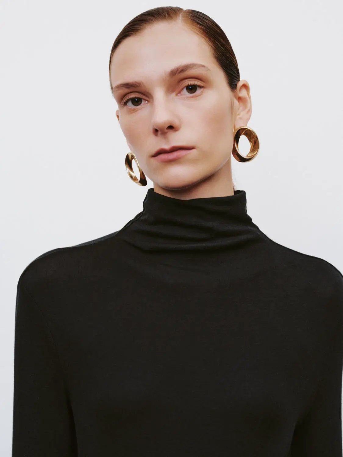 Thin Slim Mock Neck Long Sleeve T-Shirt