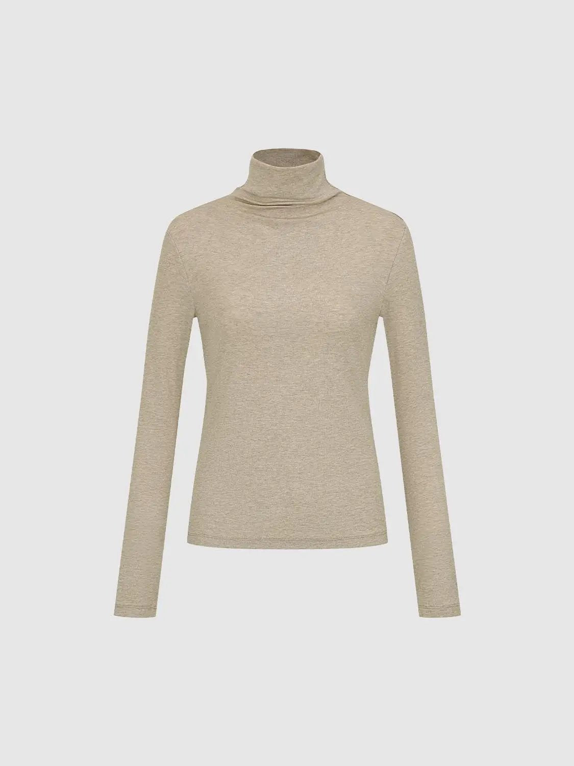 Thin Slim Mock Neck Long Sleeve T-Shirt