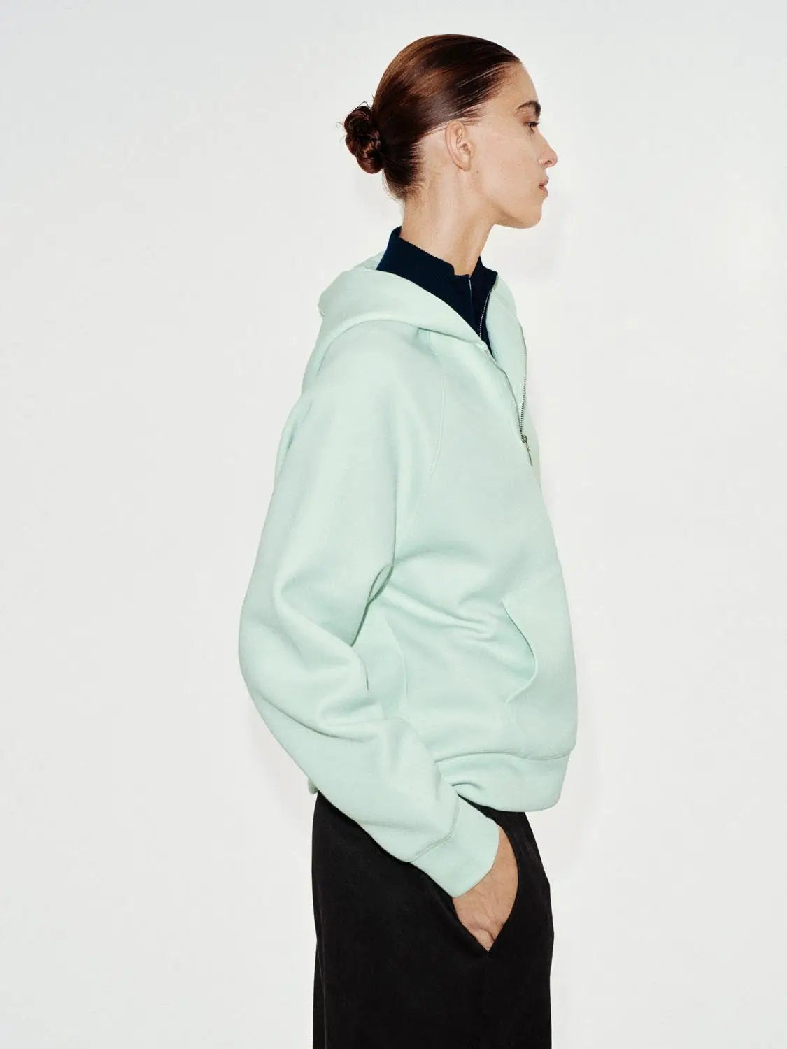 Cotton Blend Half-zip Raglan Long Sleeve Hoodie