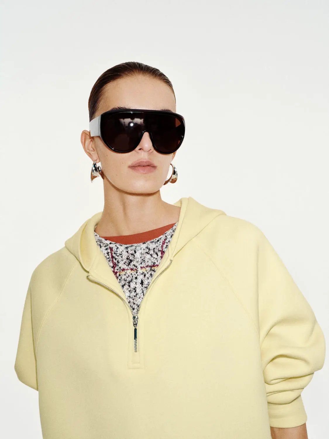 Cotton Blend Half-zip Raglan Long Sleeve Hoodie