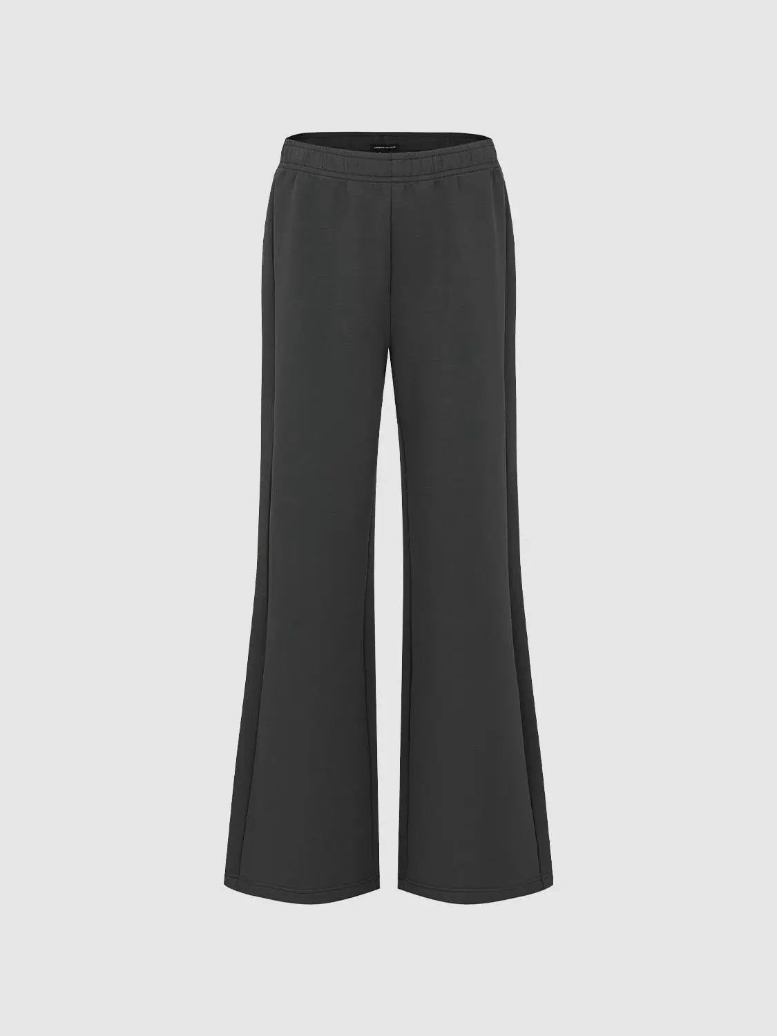 Solid Flared Elastic Waist Cotton Blend Pants