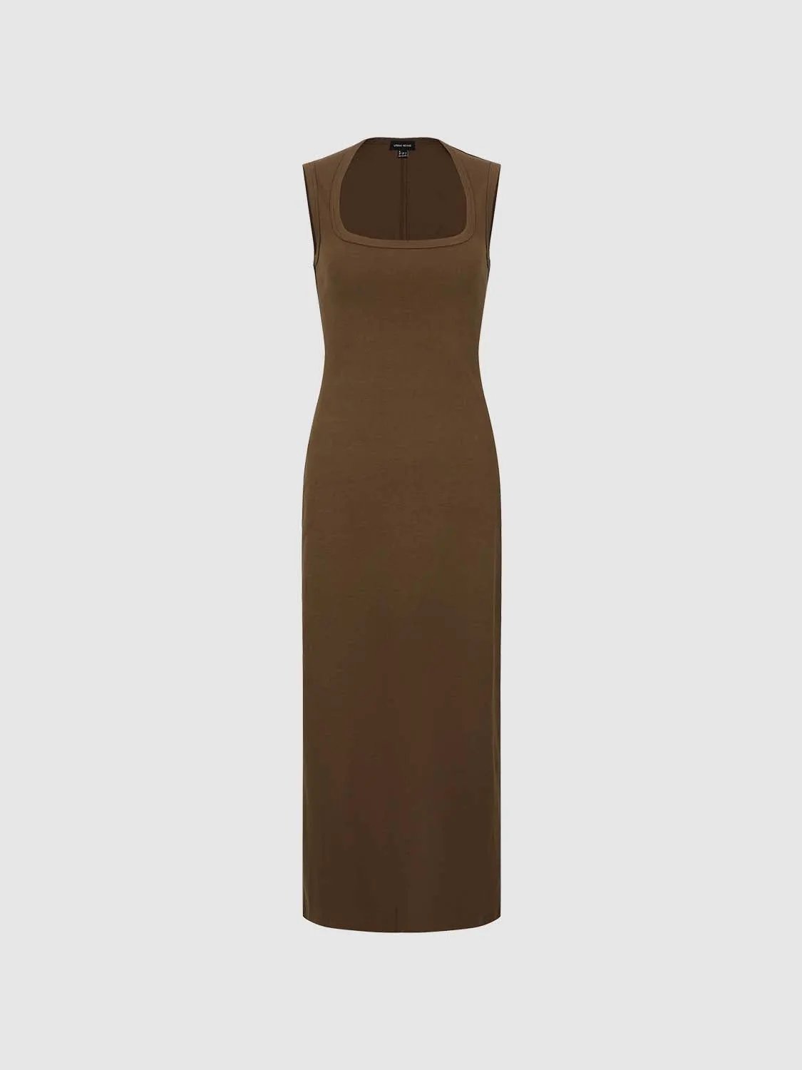 Stretch Square-Neck Sleeveless Cotton Maxi Dress