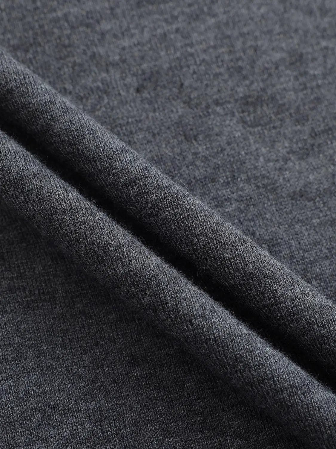 Heather Mock Neck Long Sleeve Knit T-Shirt