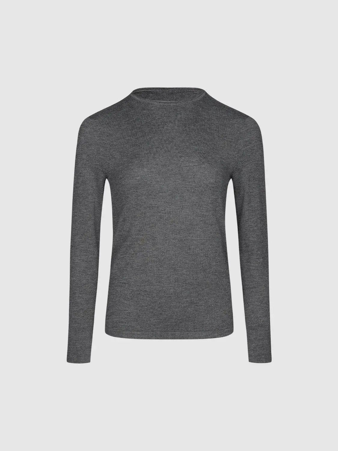 Ribbed Fitted Crew Neck Long Sleeve Knit T-Shirt