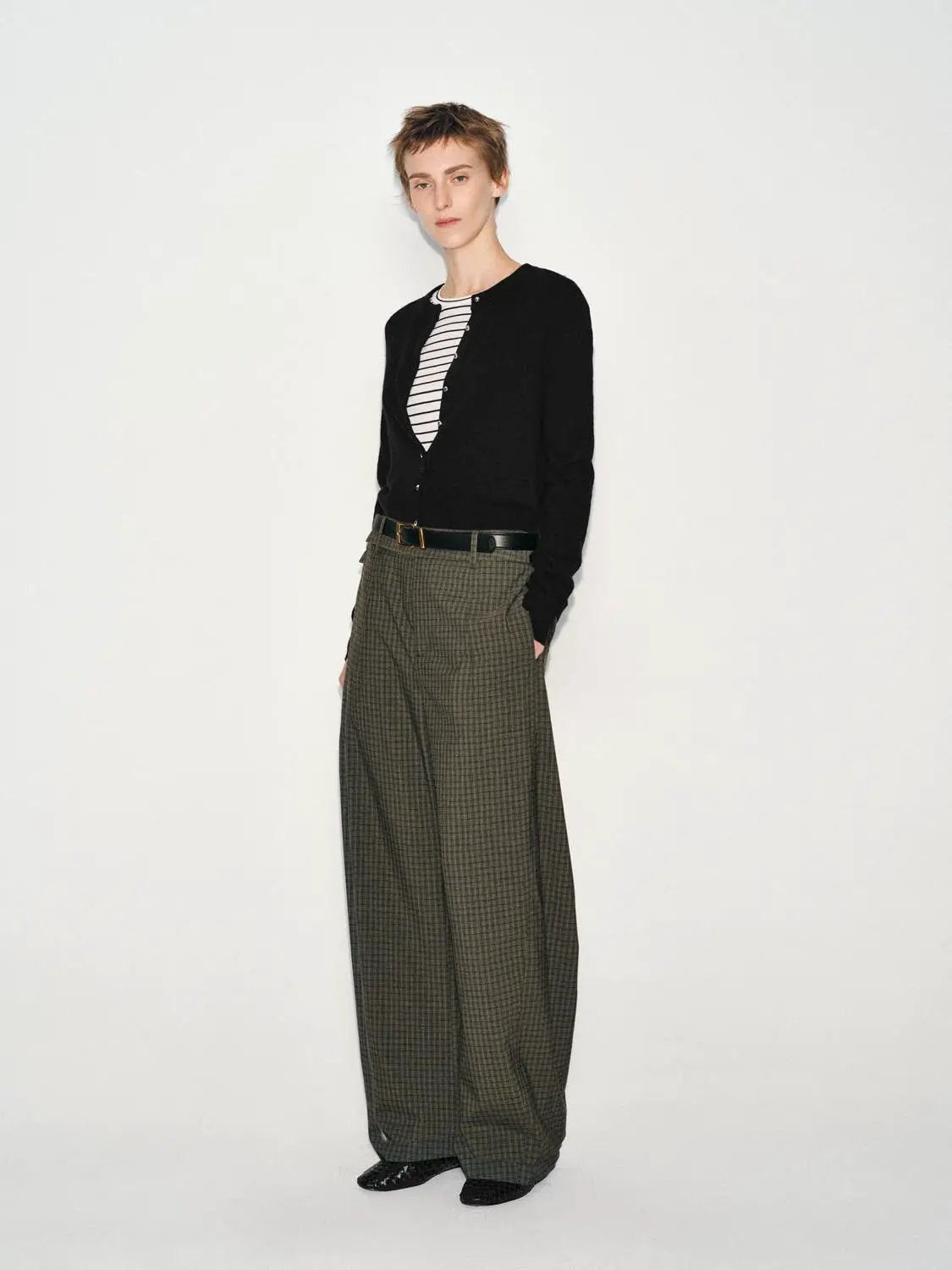 Ribbed Button Front Crew Neck Long Sleeve Cardigan