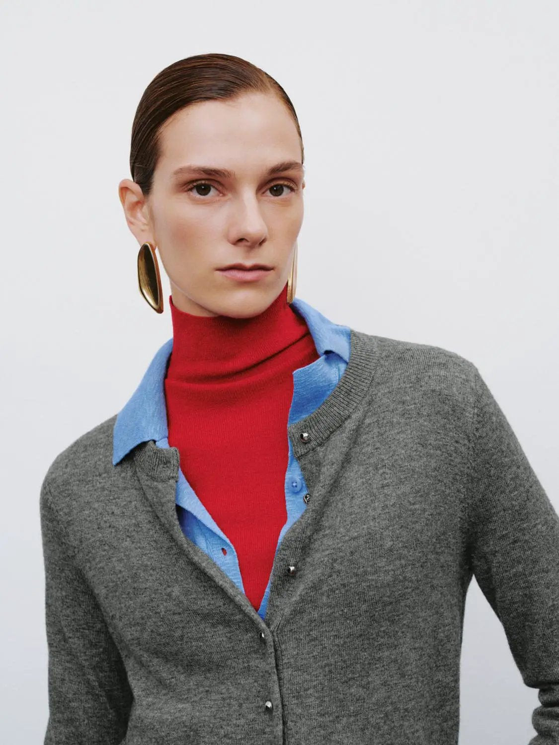 Ribbed Button Front Crew Neck Long Sleeve Cardigan