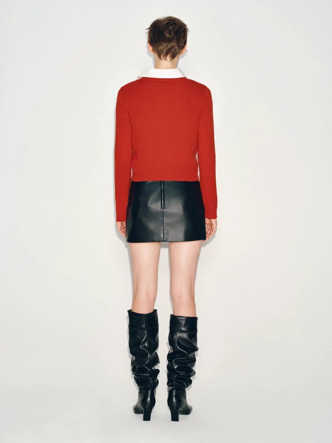 Ribbed Button Front Crew Neck Long Sleeve Cardigan