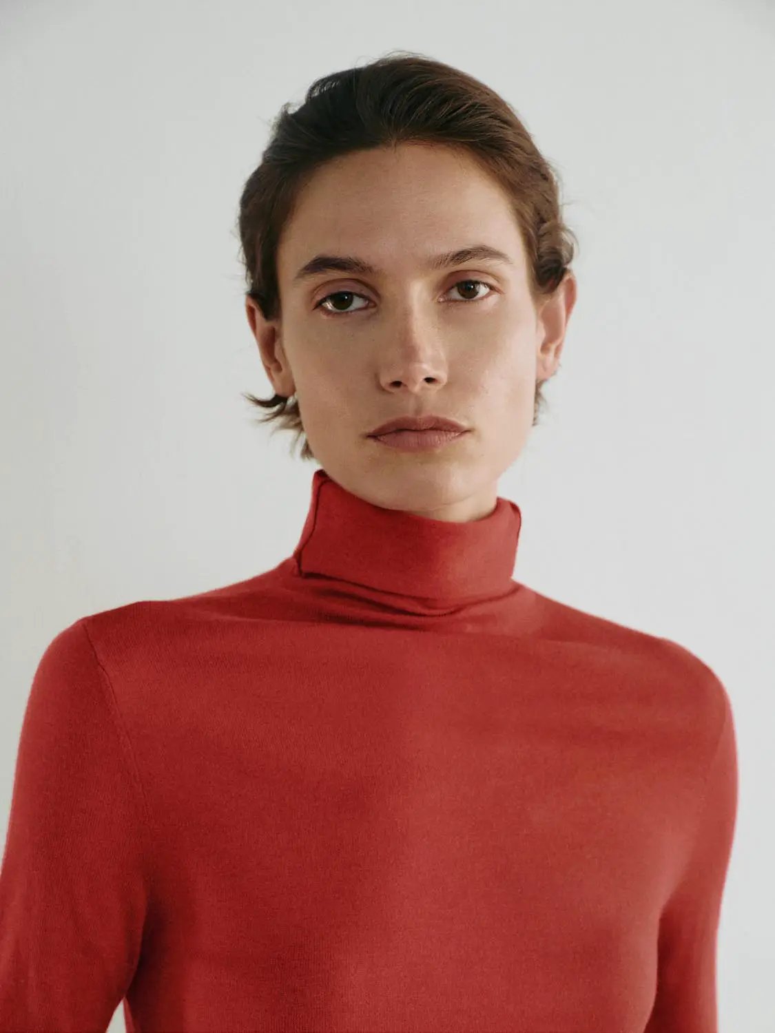Fitted Knit Turtleneck Long Sleeve Sweater