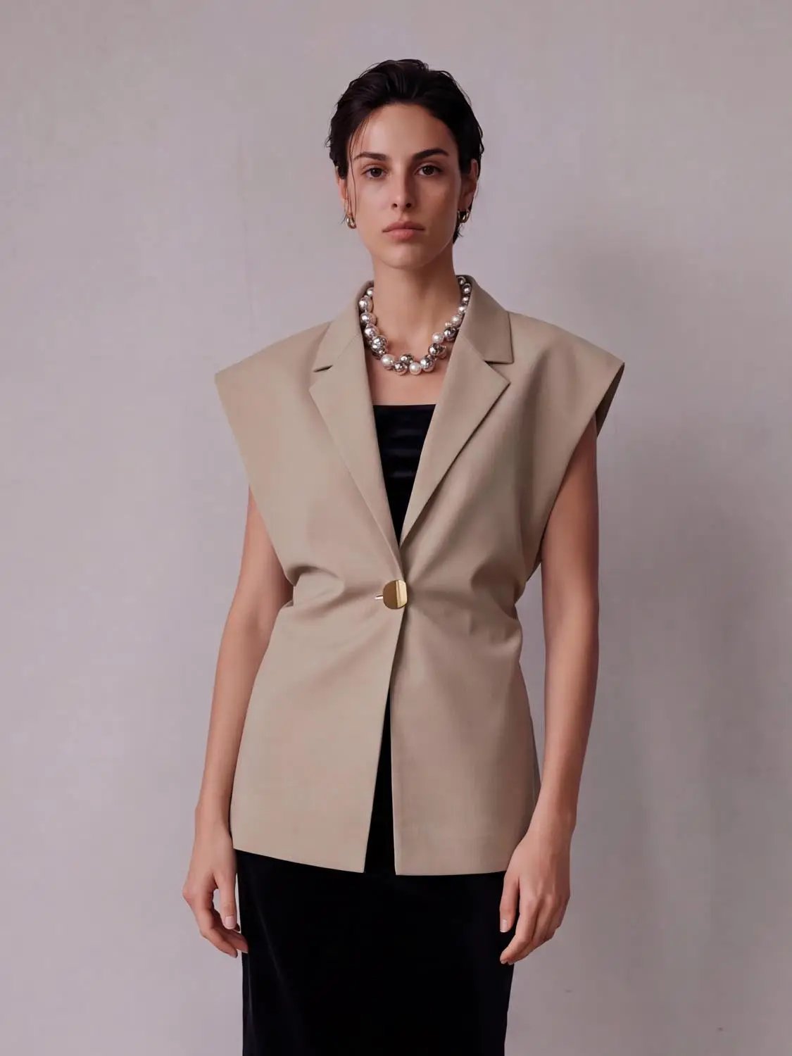 Polyester-Viscose Blend Notched Lapels Waistcoat