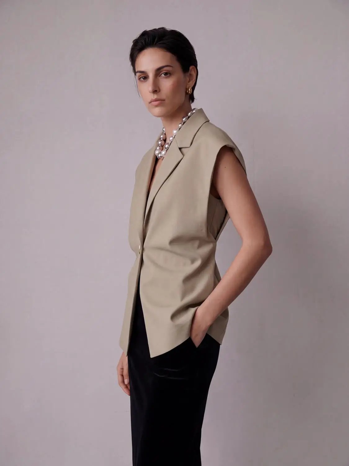 Polyester-Viscose Blend Notched Lapels Waistcoat