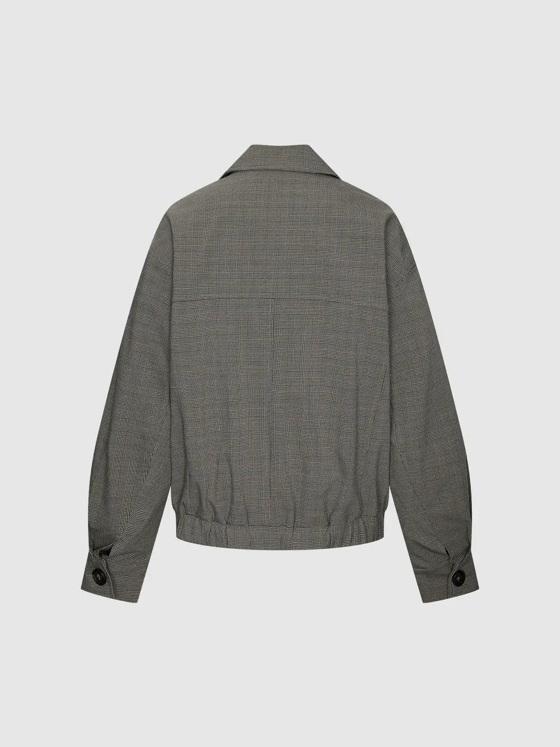 Plaid Lapel Double Breasted Cropped Jacket