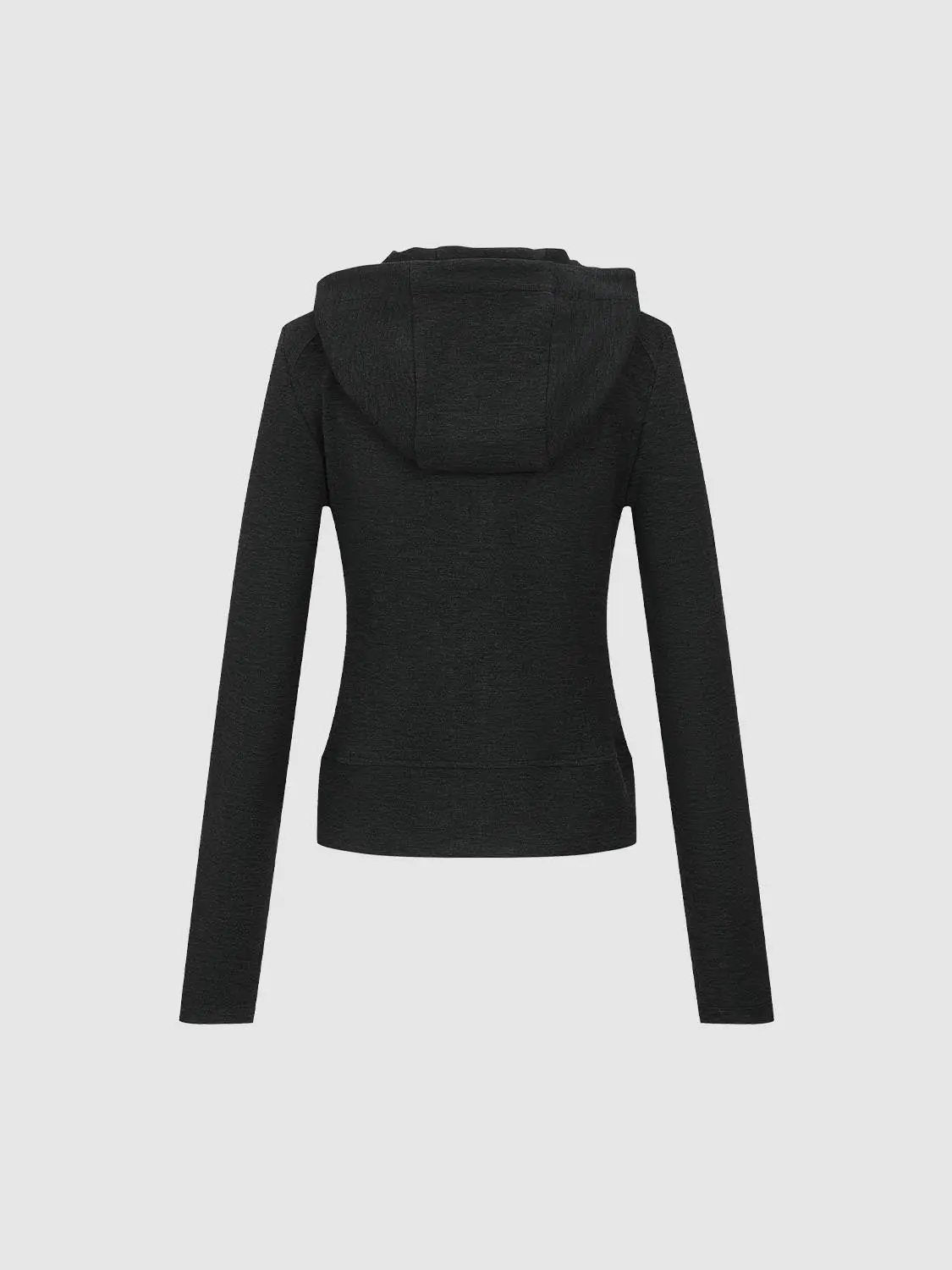 Fitted Full Zip Long Sleeve Drop Shoulder Hoodie