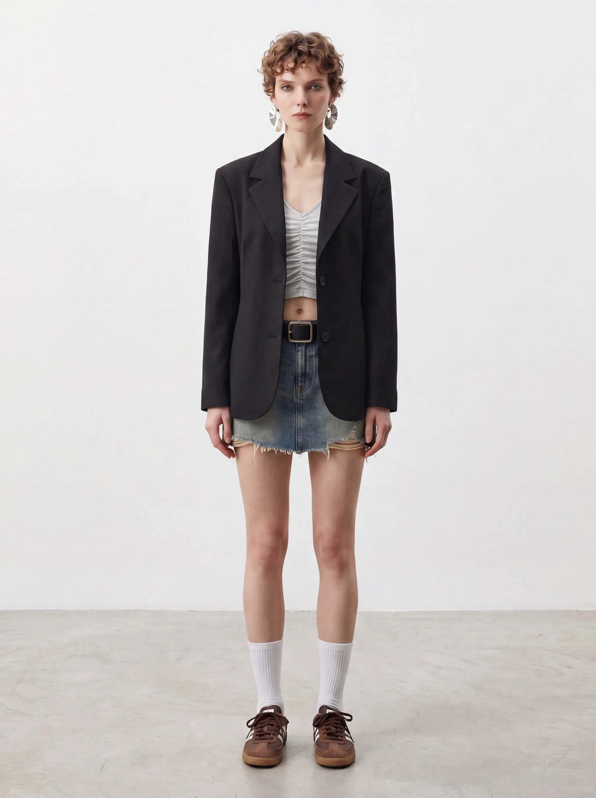 Oversized Black Blazer With Notched Lapels