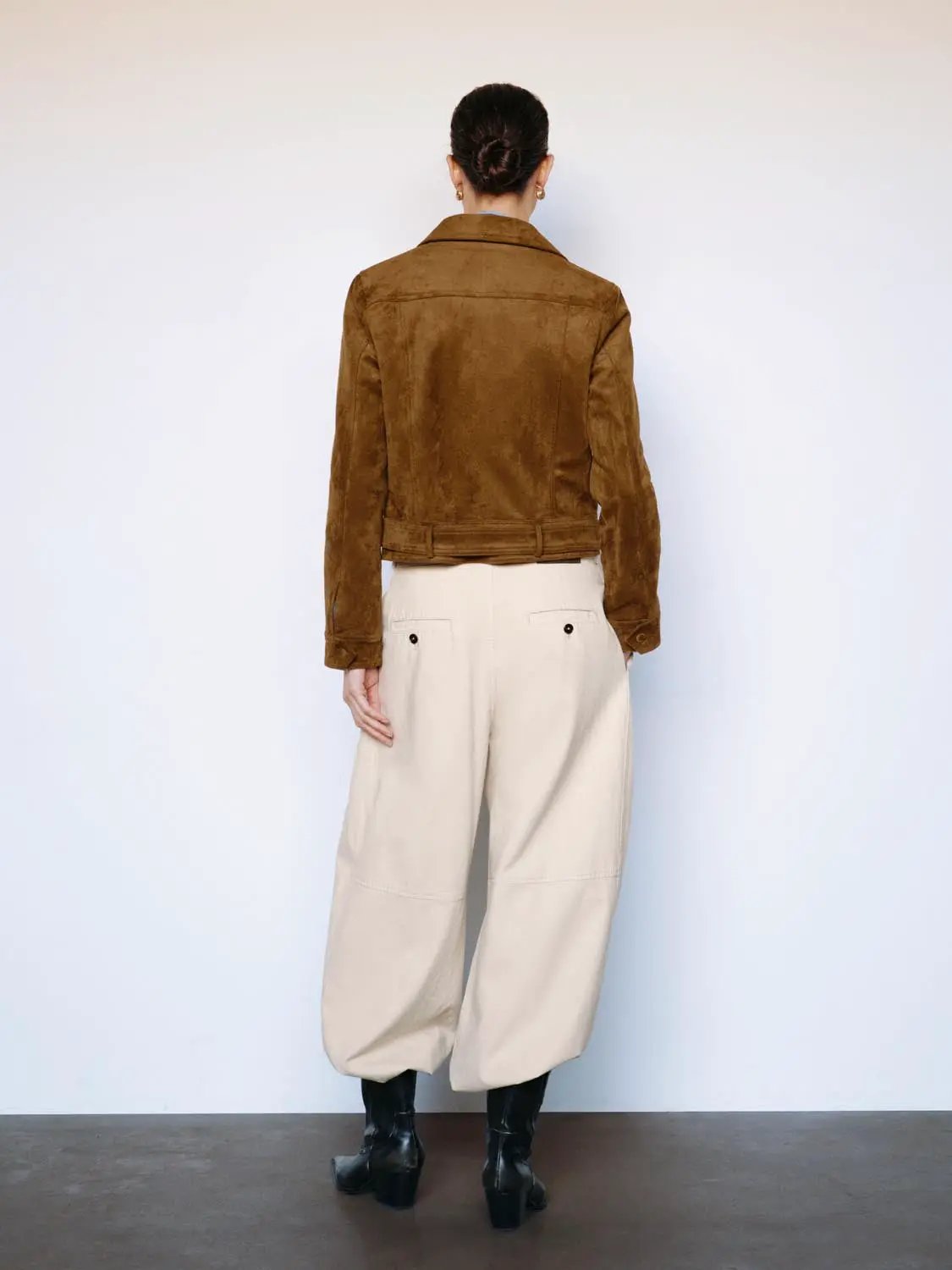 Belted Long Sleeve Textured Shirt Collar Jacket