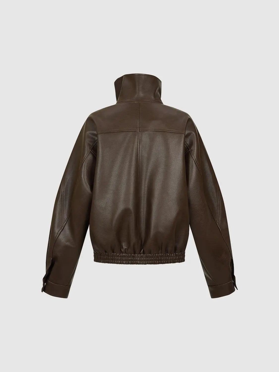 Elastic Hem Stand Collar Long Sleeve Jacket