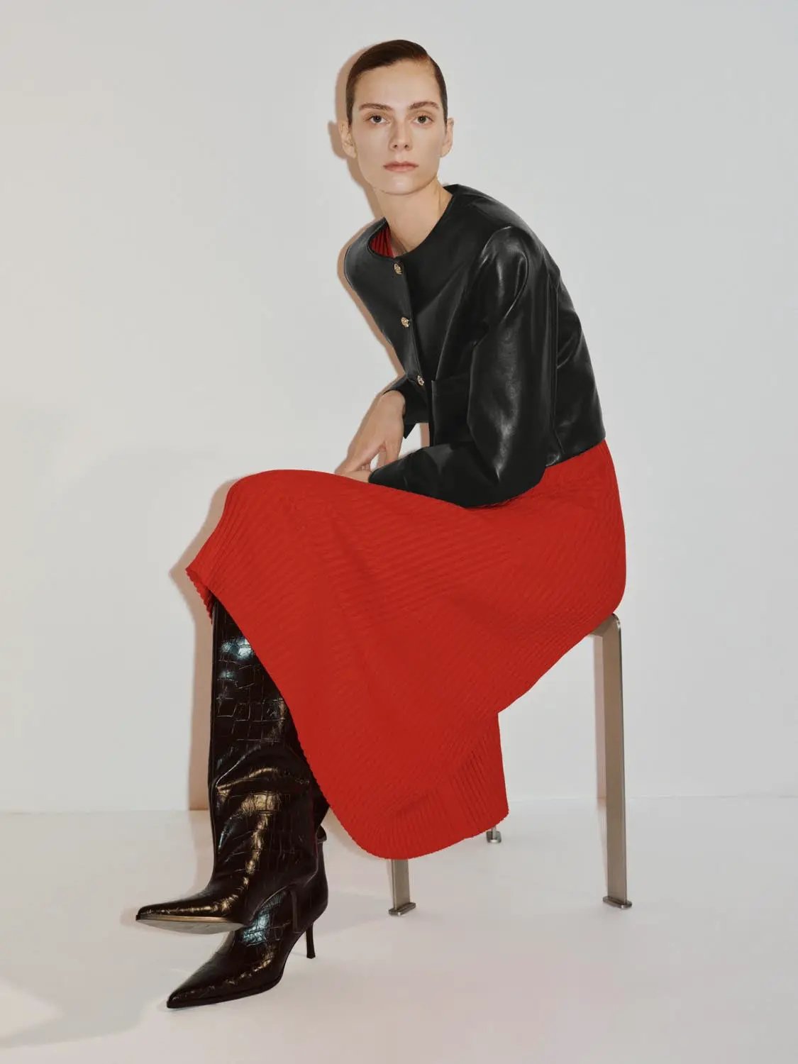 Long Sleeve Crew Neck Button Front Pocket Jacket