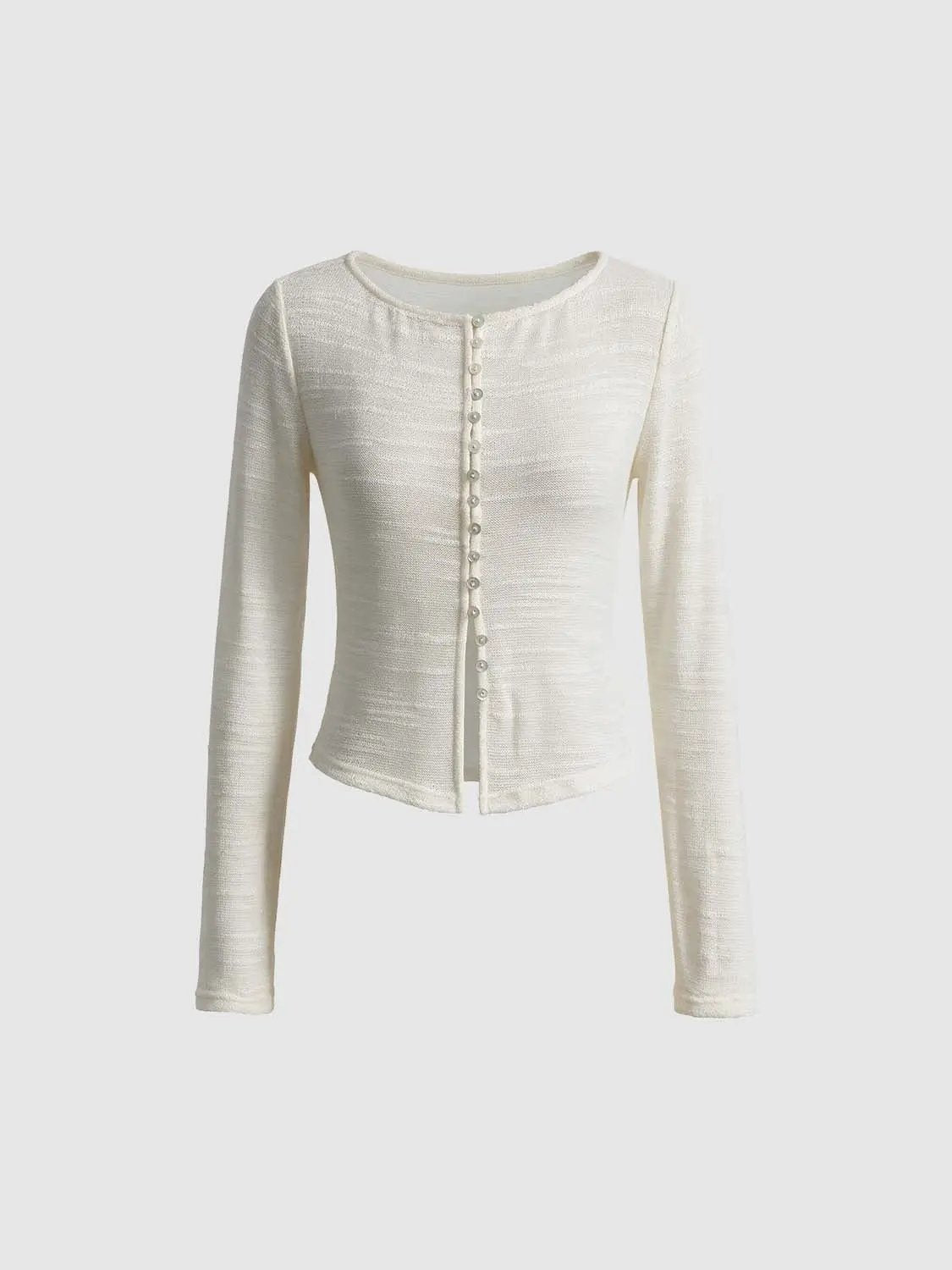 Textured Long Sleeve Button Front Knit Cardigan