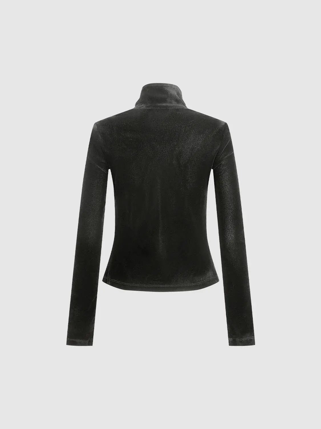 Fitted Long Sleeve Mock Neck Zip Front Textured Jacket