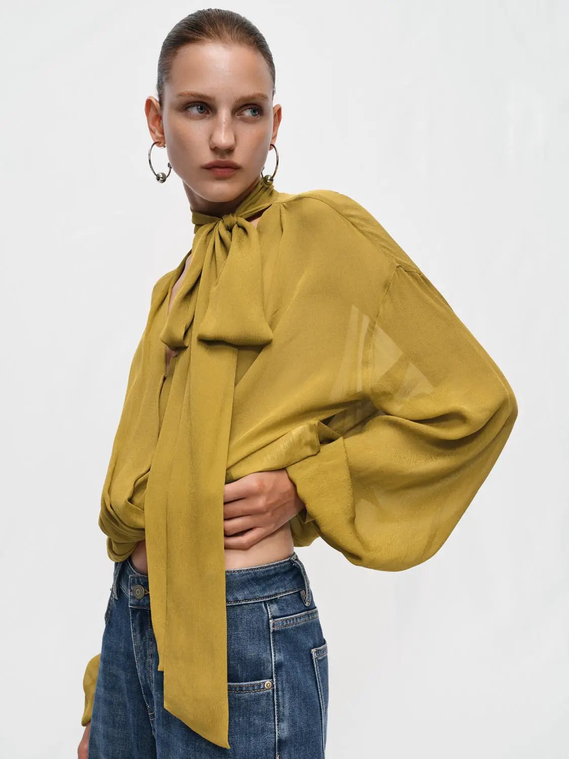 Tie Neck Viscose Blouse