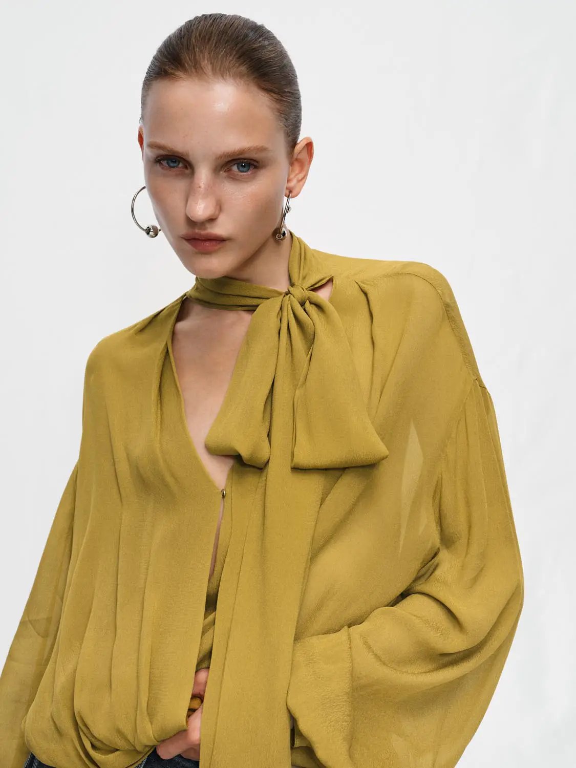 Tie Neck Viscose Blouse