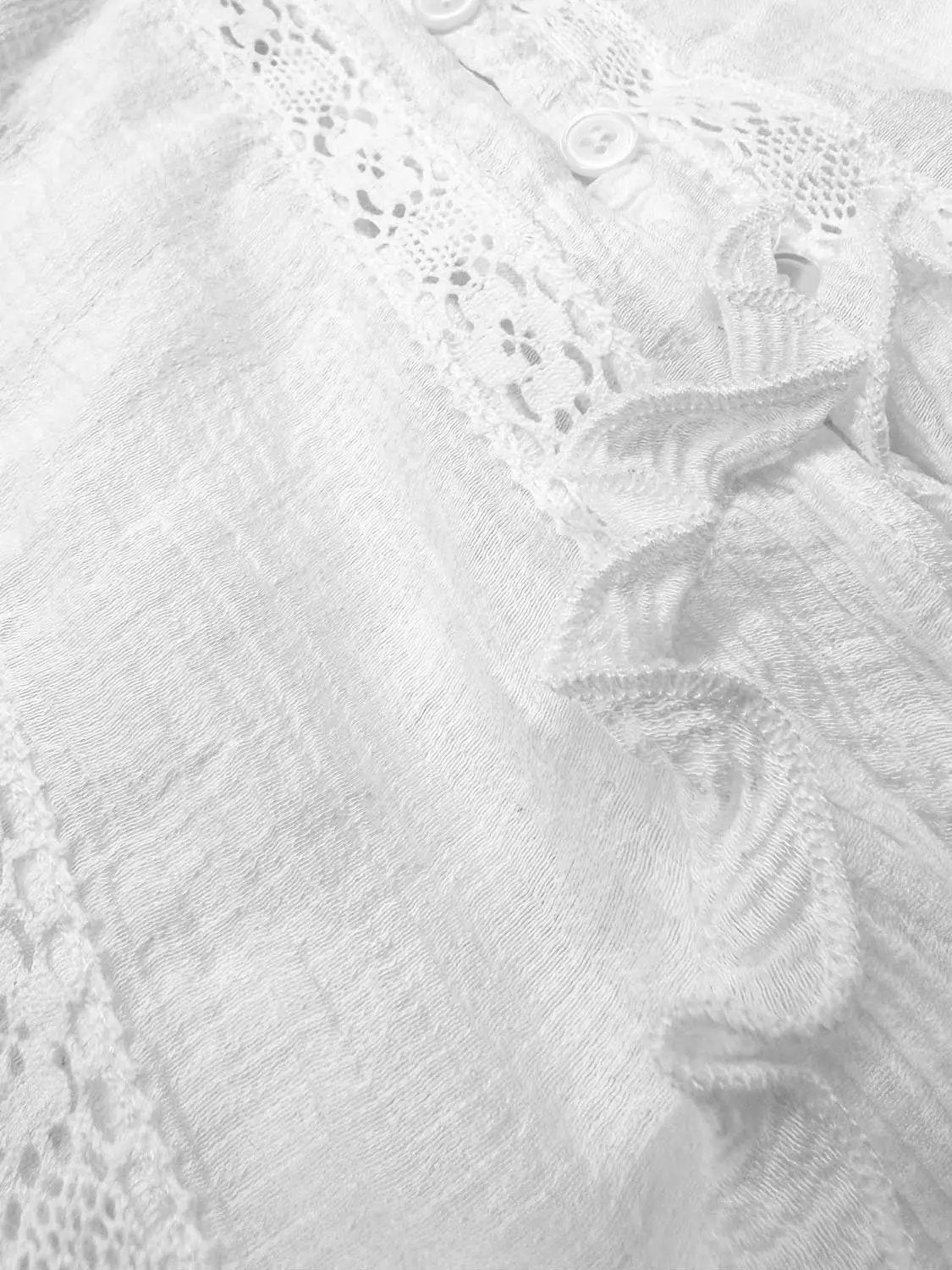 Ruffled Lace V-Neck Button Front Sleeveless Cami Top