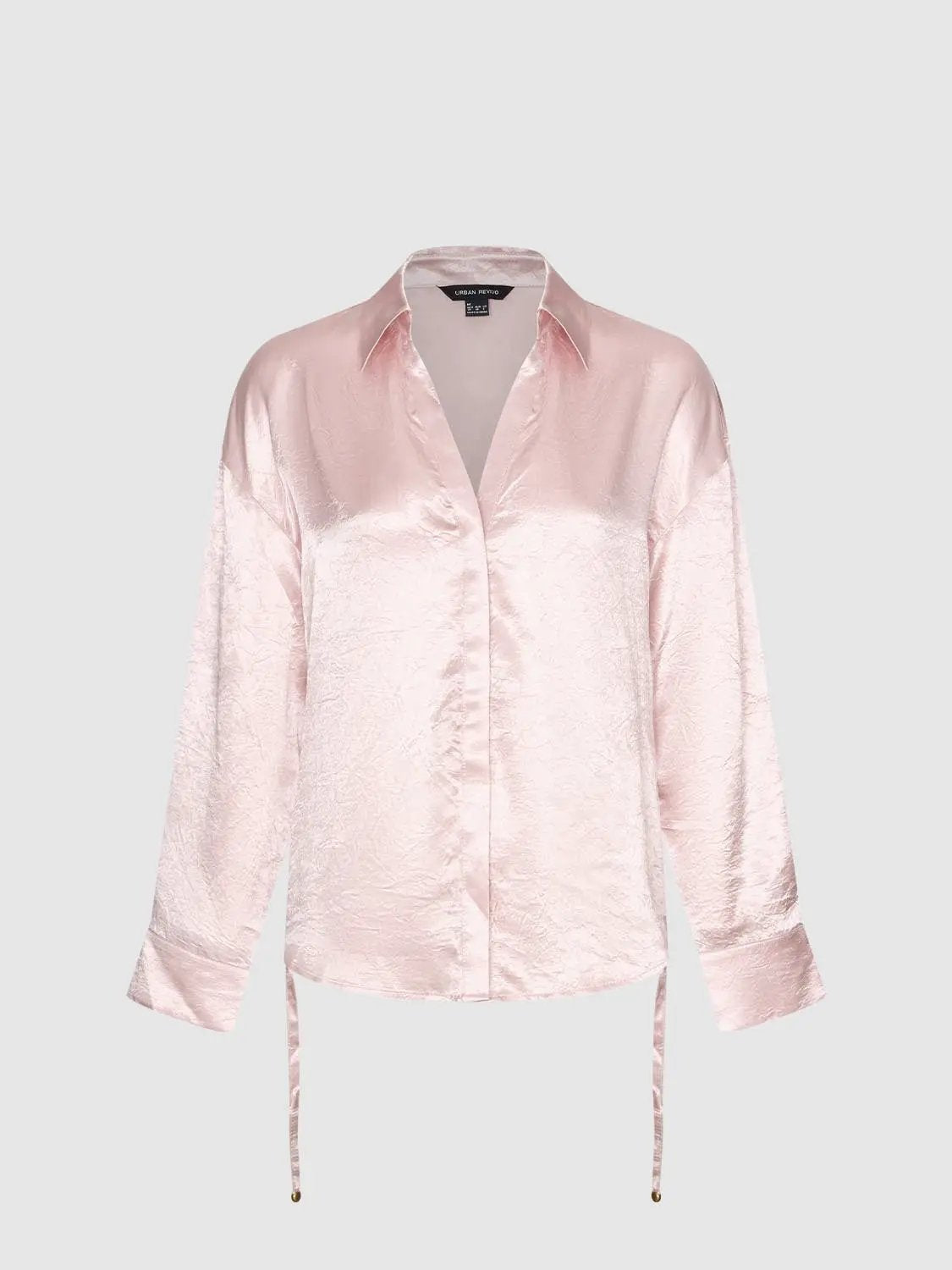 Textured Long Sleeve Shirt With Drawstring Hem