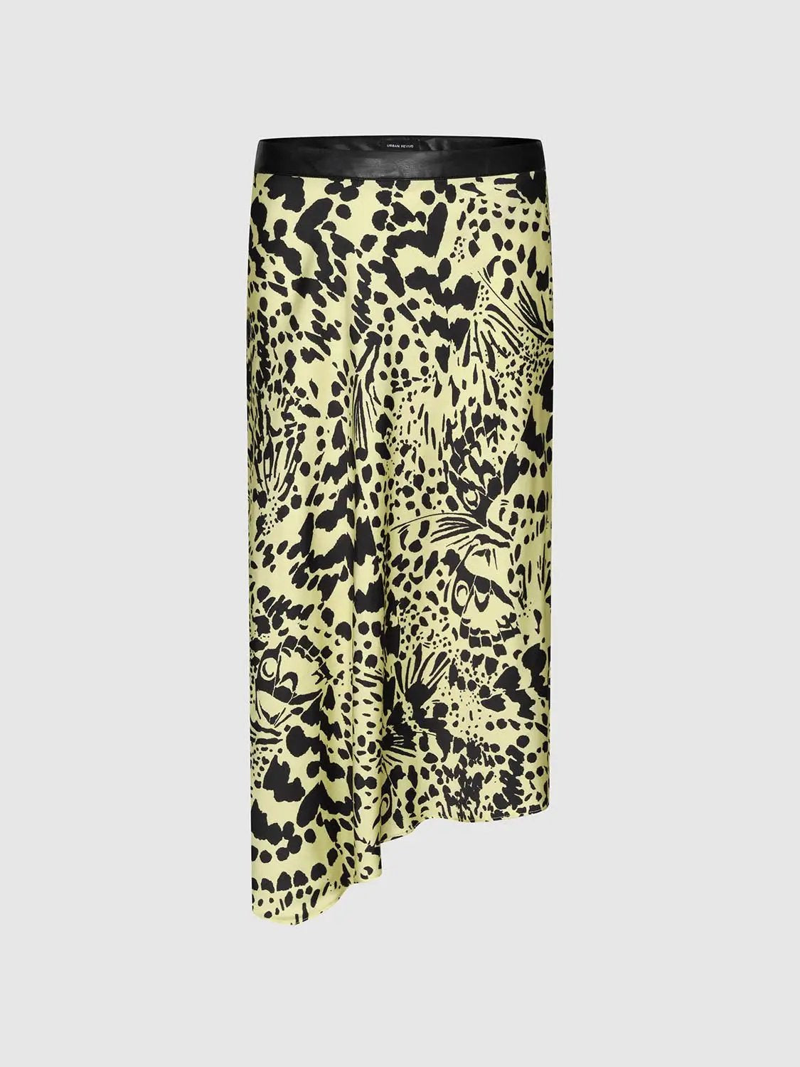Contrast Waistband Leopard Printed Mermaid Midi Skirt