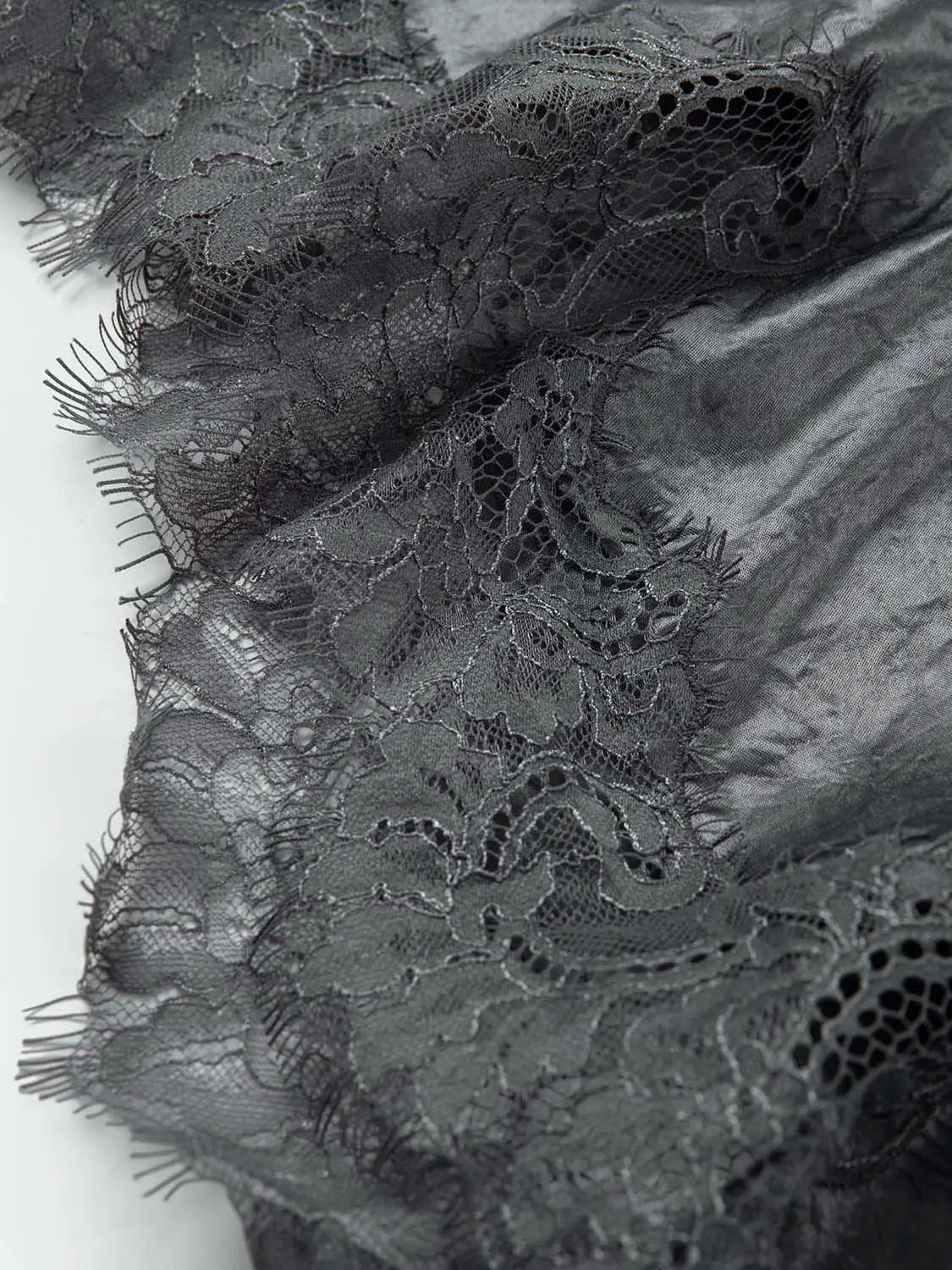 Metallic Wrap Satin Tie With Lace Hem Skirt