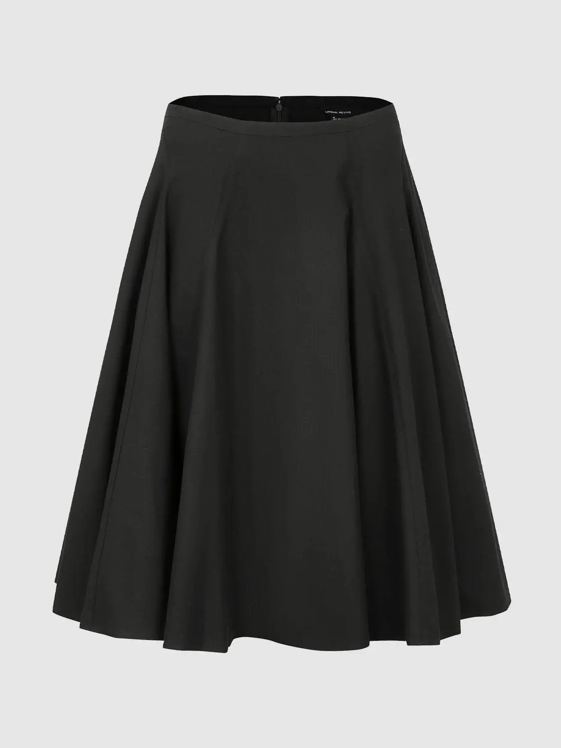 Pleated High-waisted Cotton A-Line Skirt