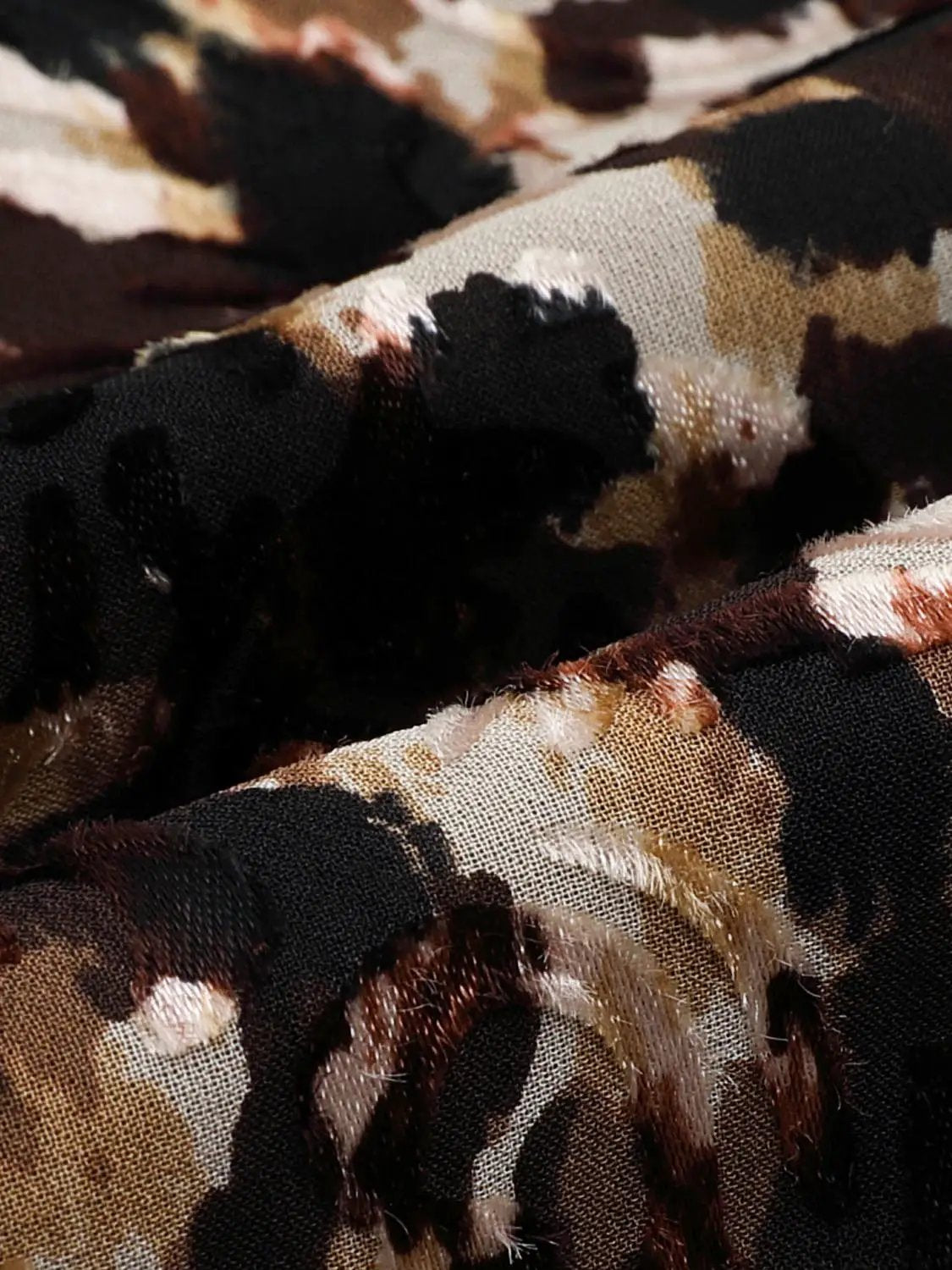 Asymmetric Hem Animal Print A-Line Midi Skirt