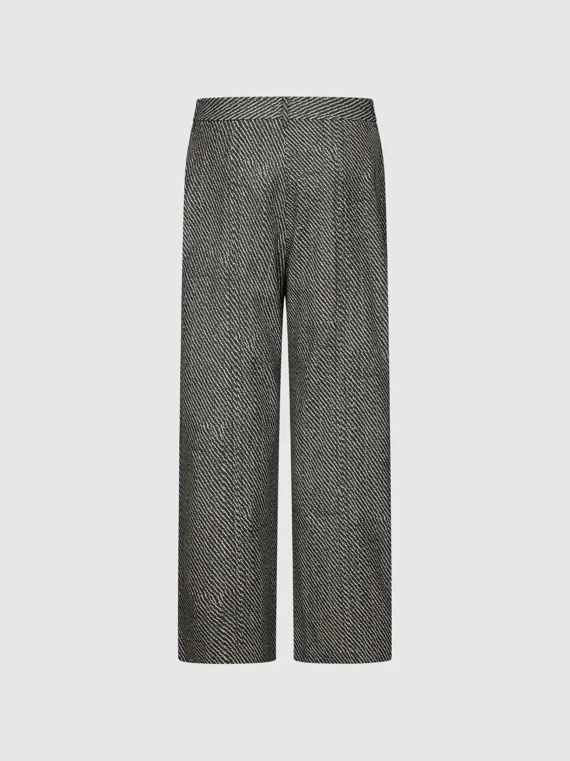 High Waist Textured Weave Diagonal Stripe Straight Leg Pants