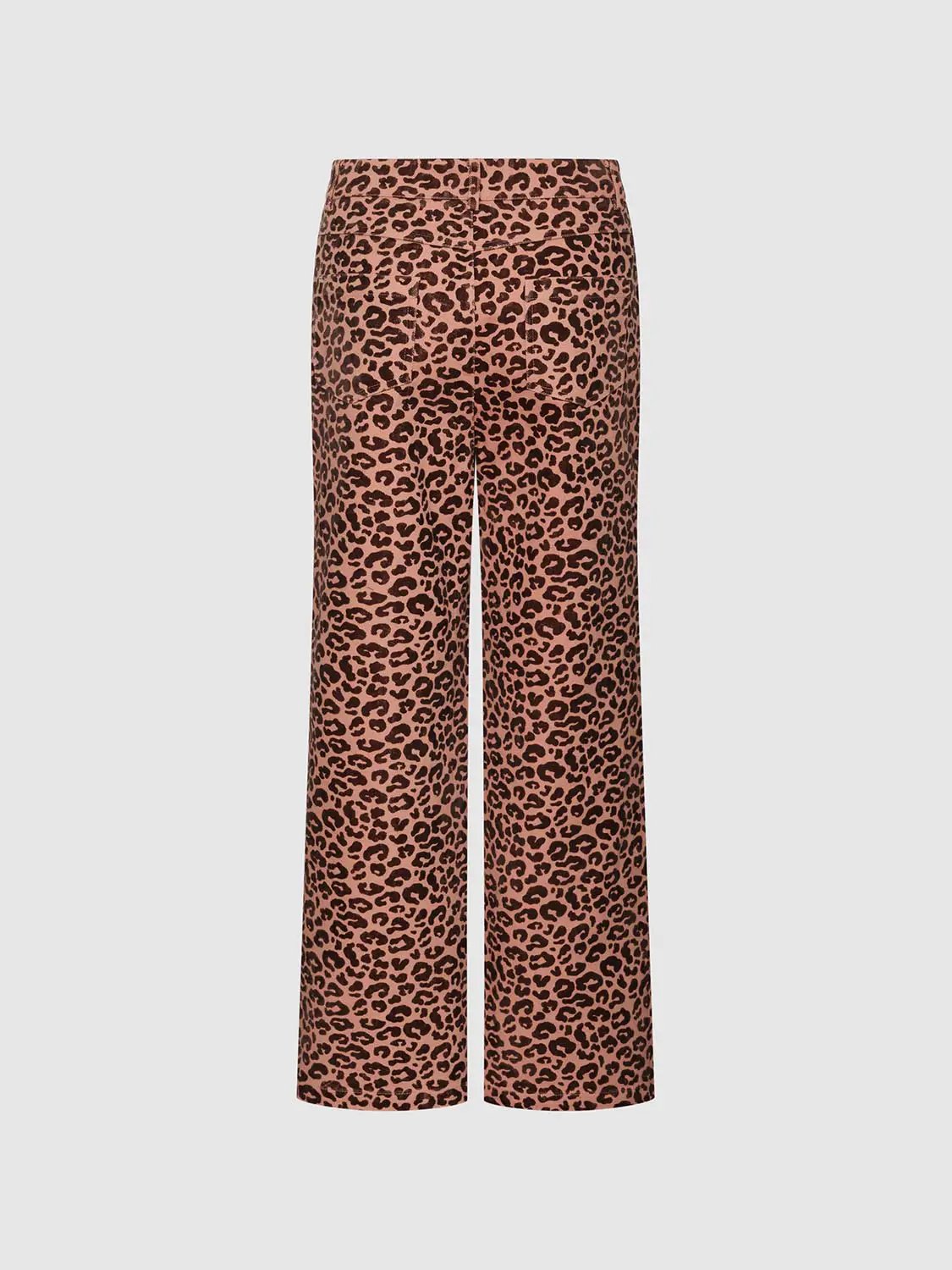 High Waist Leopard Print Cotton Straight Leg Pants