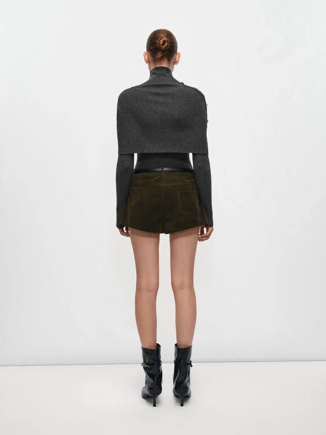 Mid Waisted Flared Flocked Shorts