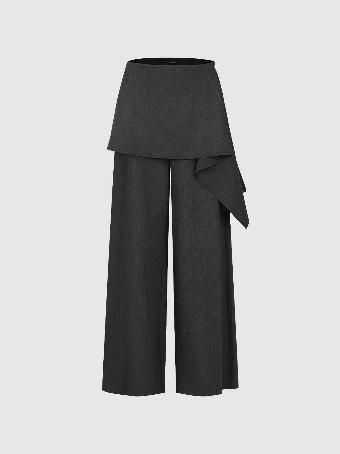 Asymmetric Wrap Striped Mid-rise Wide-leg Pants