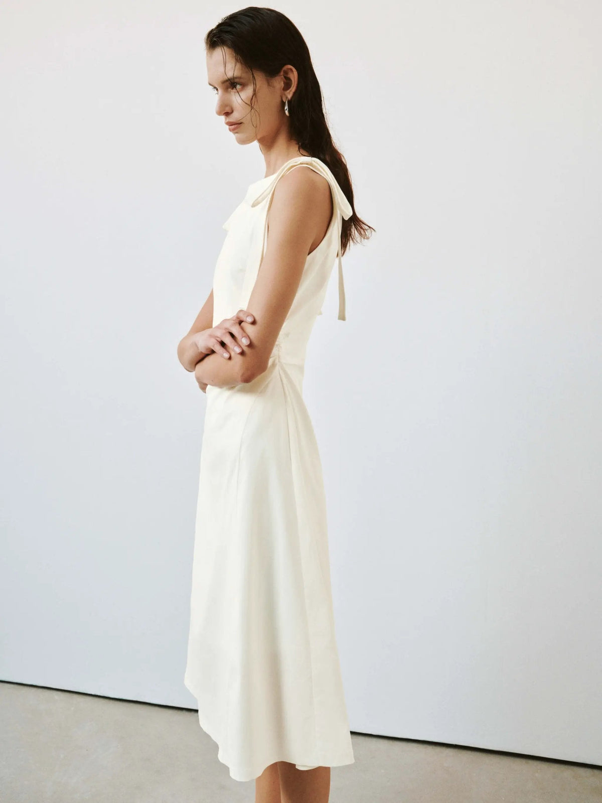 Sleeveless Nipped Waist A-Line Midi Dress