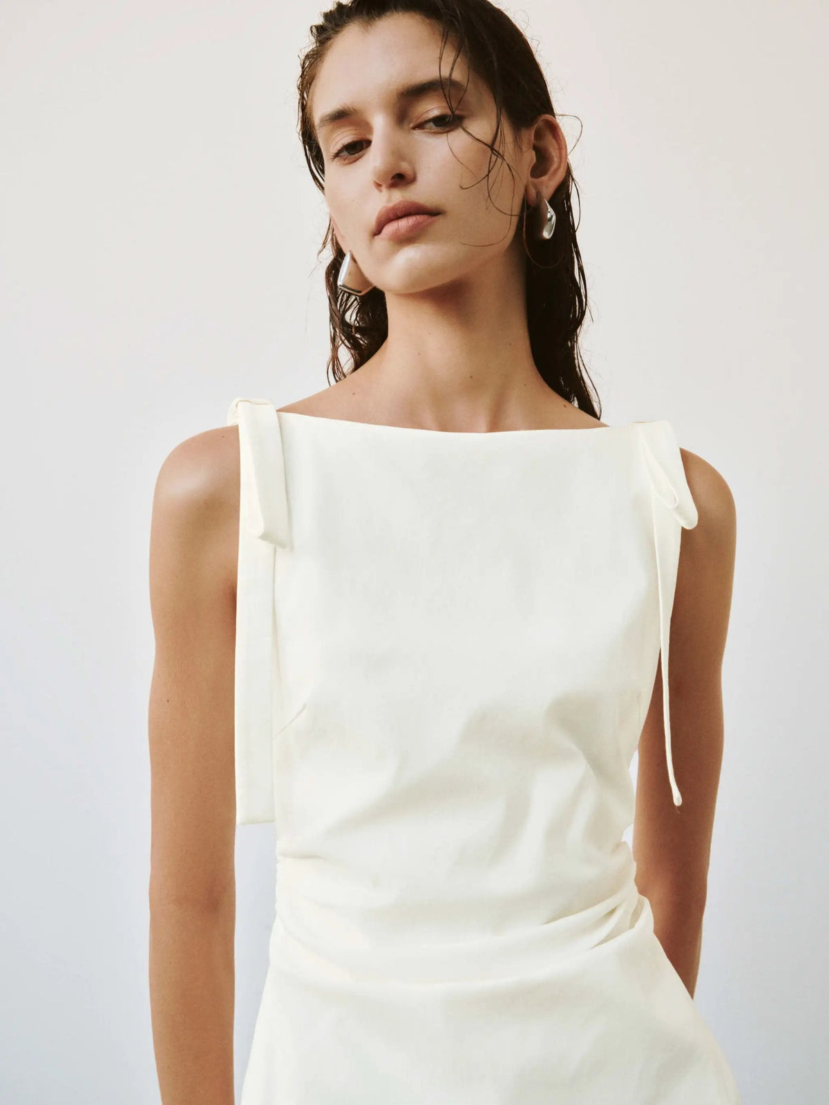 Sleeveless Nipped Waist A-Line Midi Dress