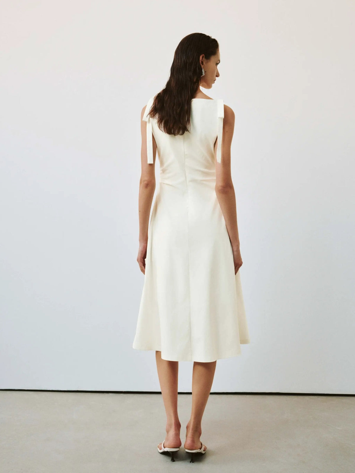 Sleeveless Nipped Waist A-Line Midi Dress