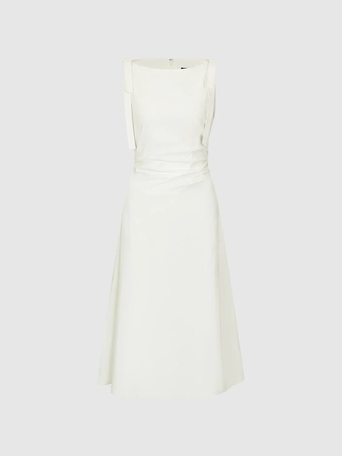 Sleeveless Nipped Waist A-Line Midi Dress