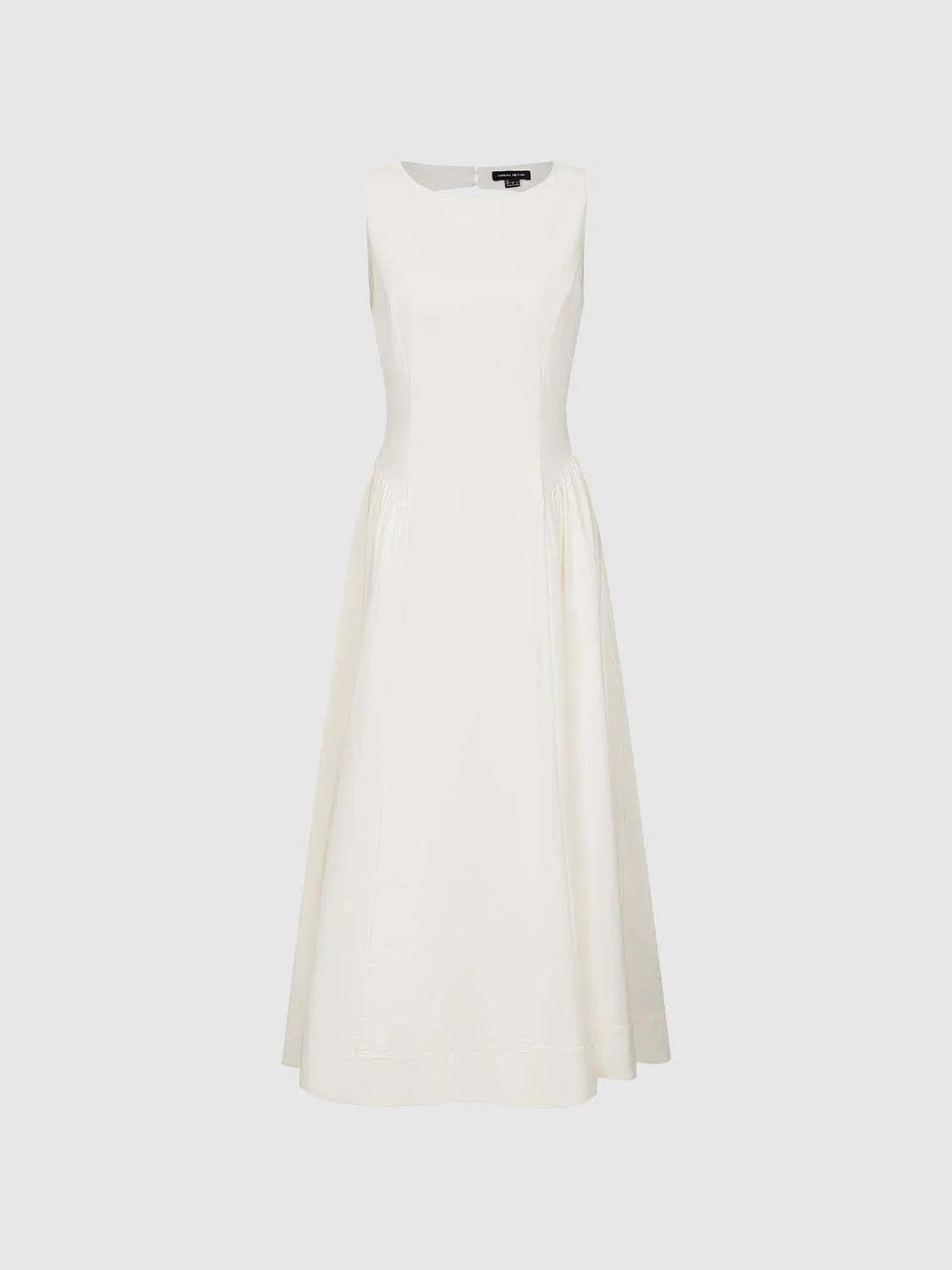 Crepe Open-Back Sleeveless A-Line Midi Dress