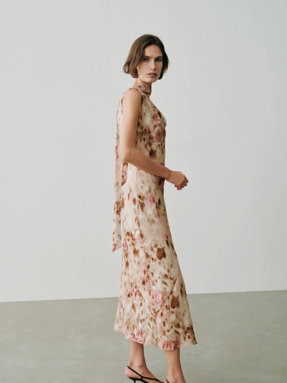 Soft Romantic Floral Print H-line Maxi Dress