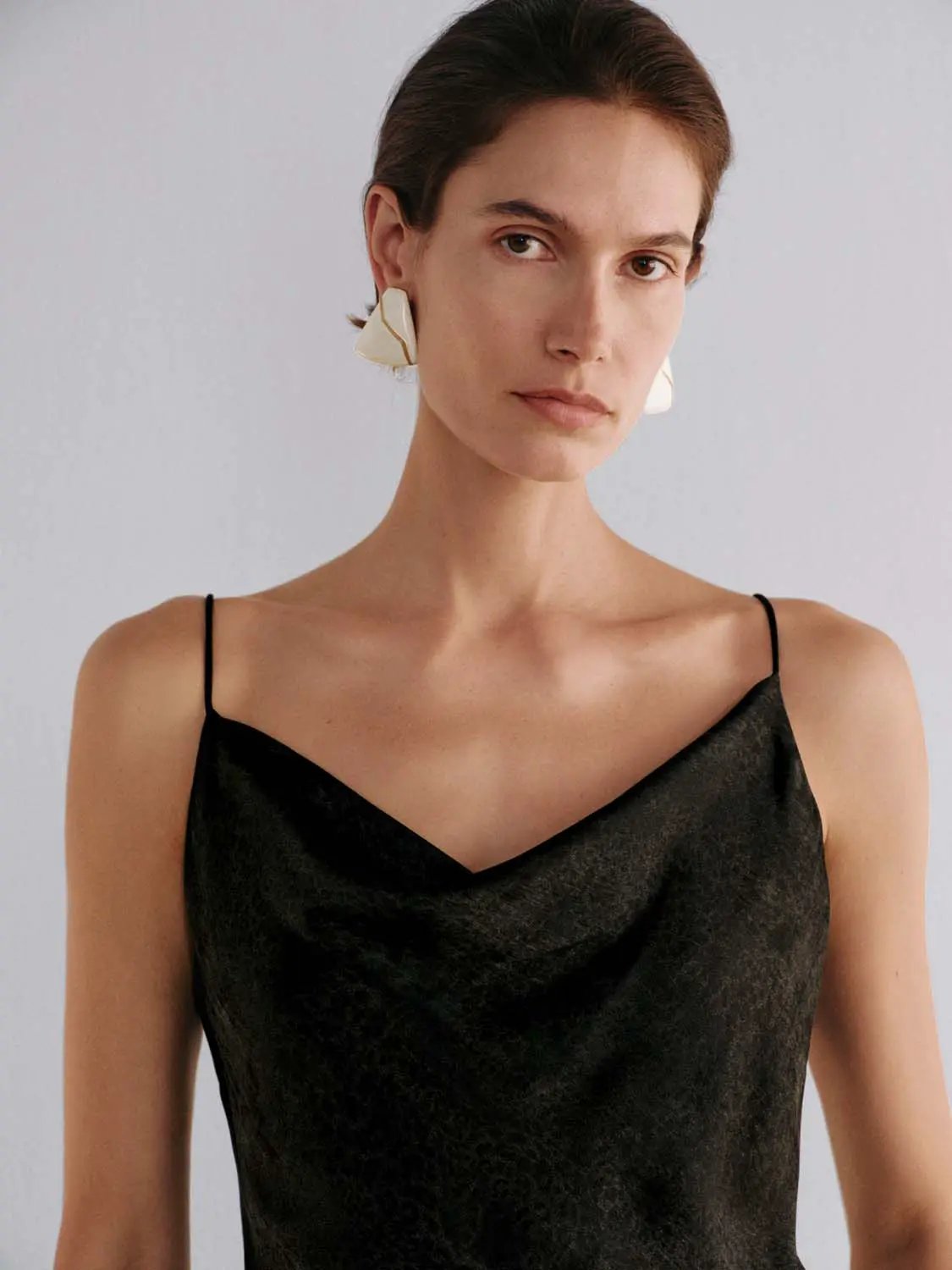 Sleeveless Cowl Neck Textured Flared Mini Dress