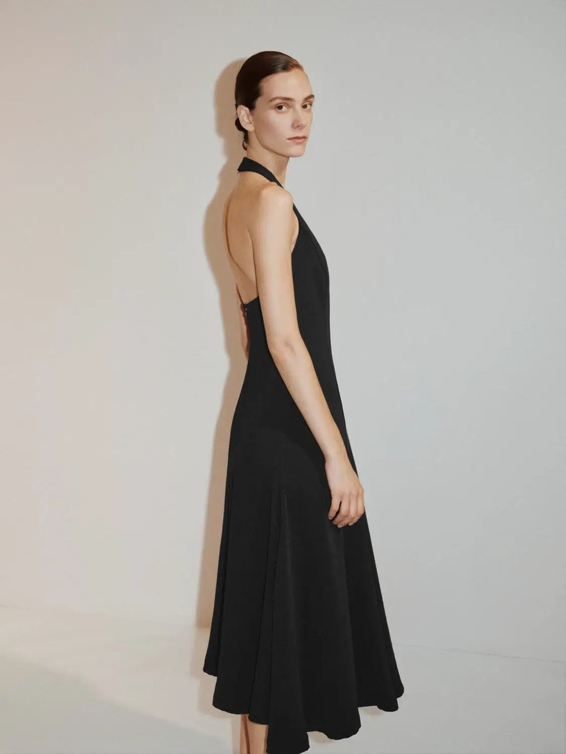 Fitted High Neck Sleeveless A-Line Maxi Dress