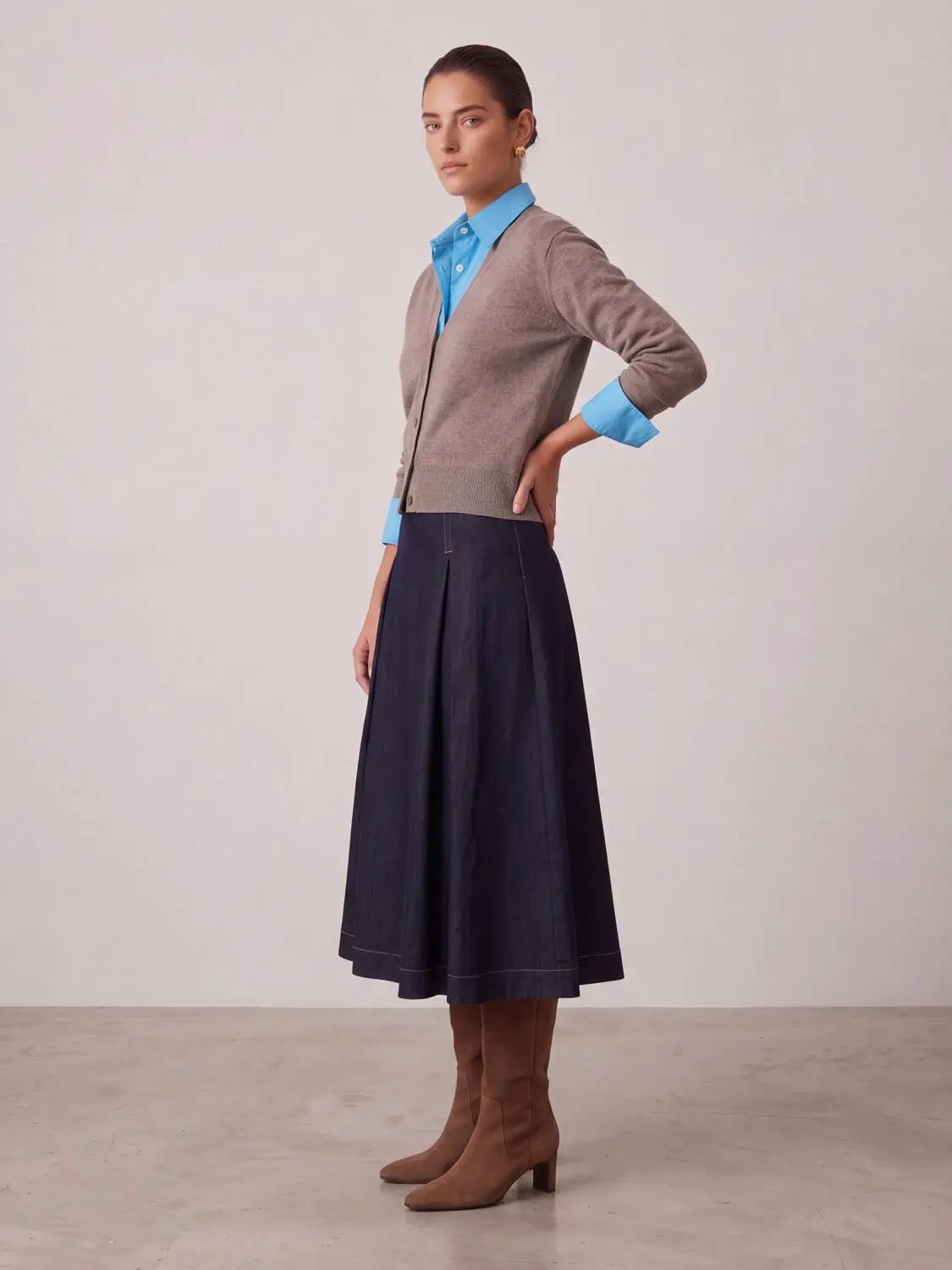 A-Line Midi Stretch Skirt