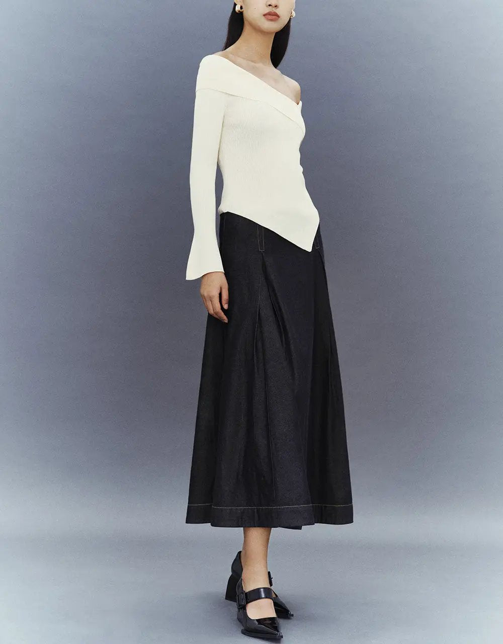 A-Line Midi Stretch Skirt