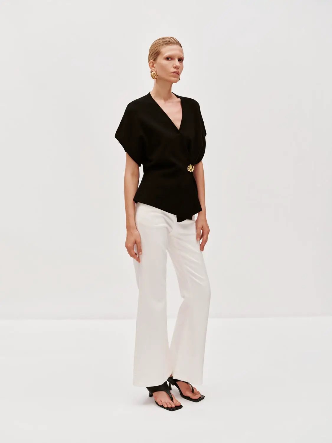 Wrap V Neck Batwing Short Sleeve Knitted Cardigan