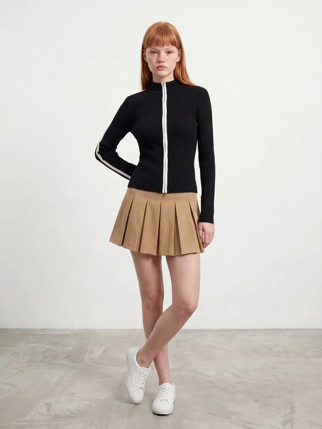 Contrast Full-Zip Knitted Cardigans