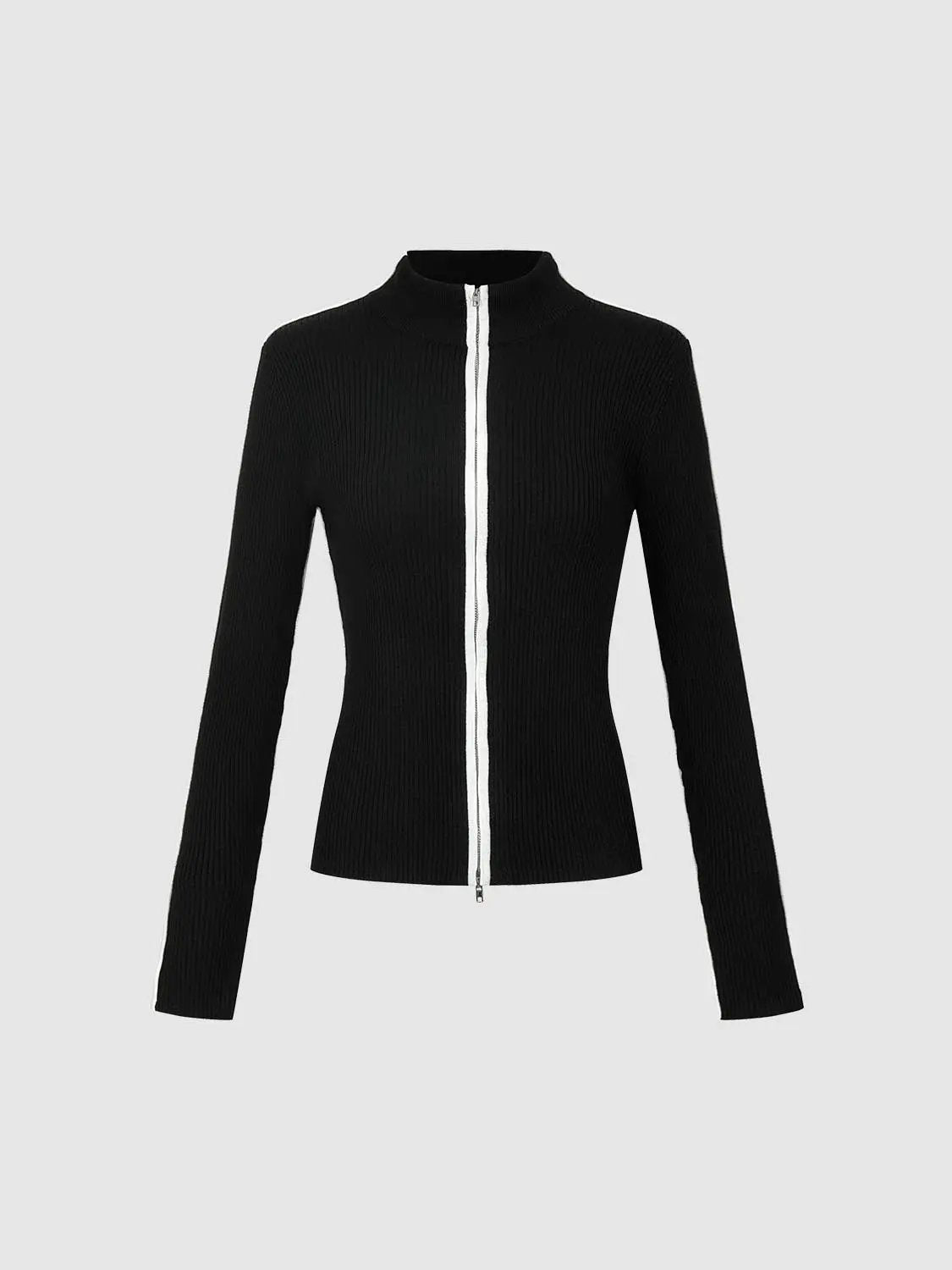 Contrast Full-Zip Knitted Cardigans