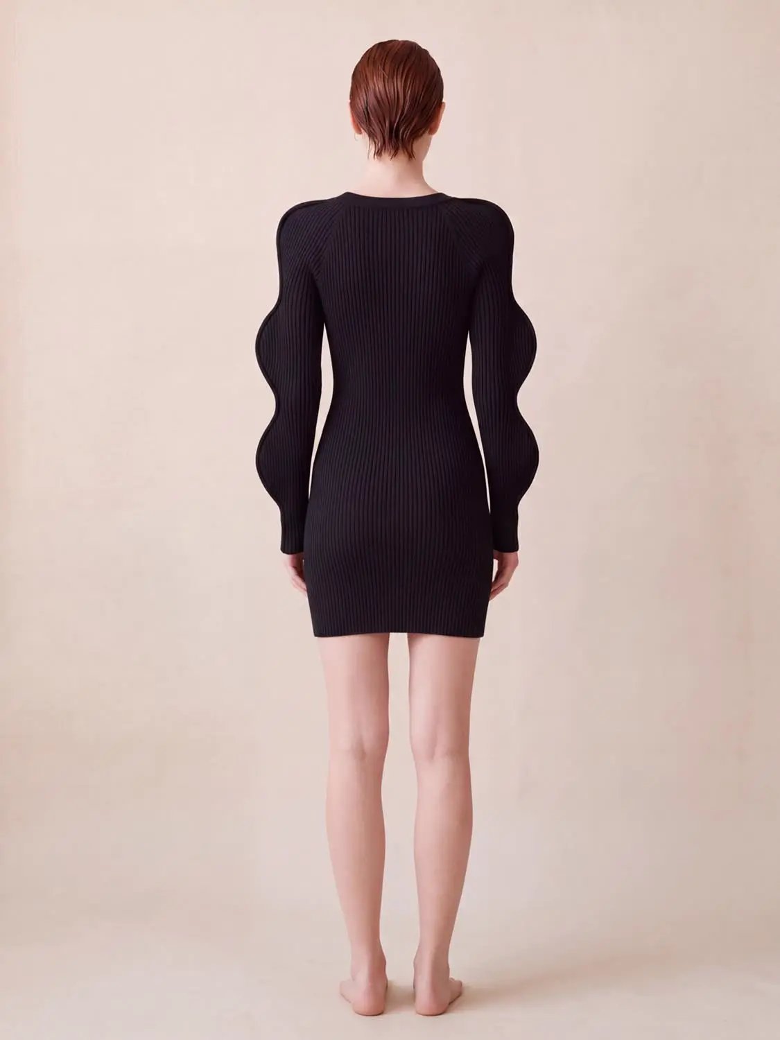 Wave Sleeve Knitted Midi Dresses